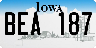 IA license plate BEA187