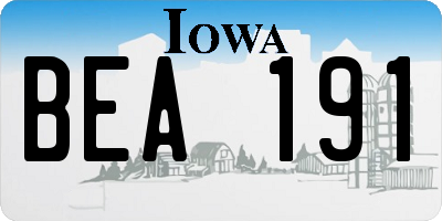 IA license plate BEA191