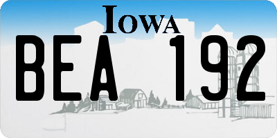 IA license plate BEA192