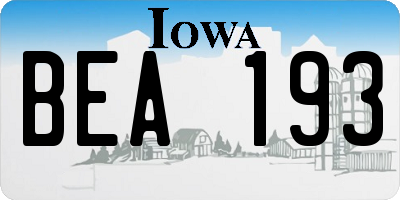 IA license plate BEA193