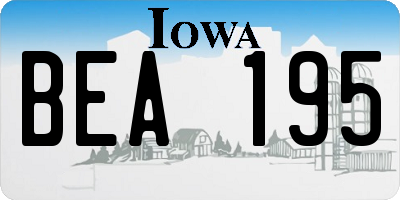 IA license plate BEA195