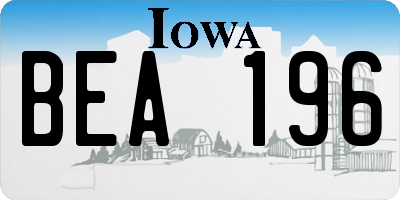 IA license plate BEA196