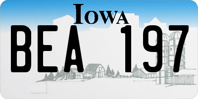IA license plate BEA197