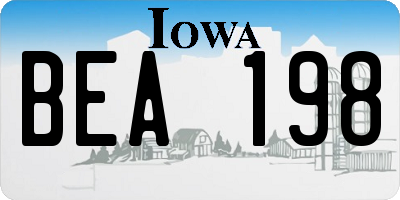 IA license plate BEA198