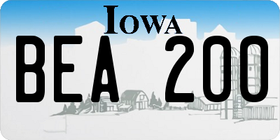 IA license plate BEA200