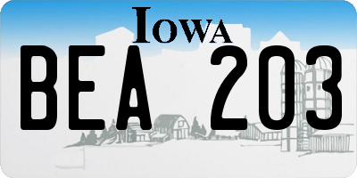 IA license plate BEA203