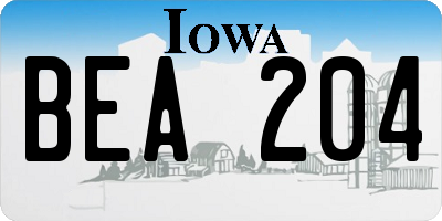 IA license plate BEA204