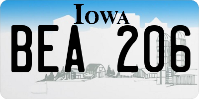 IA license plate BEA206