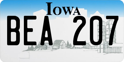 IA license plate BEA207