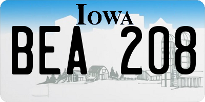 IA license plate BEA208