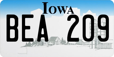 IA license plate BEA209