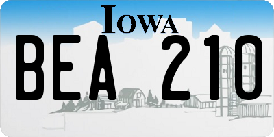 IA license plate BEA210