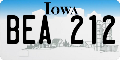 IA license plate BEA212
