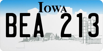 IA license plate BEA213
