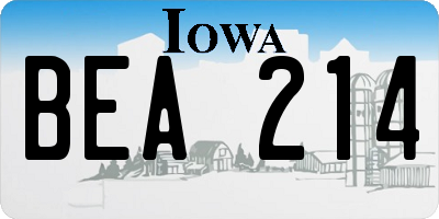 IA license plate BEA214