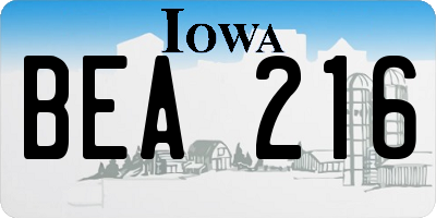 IA license plate BEA216