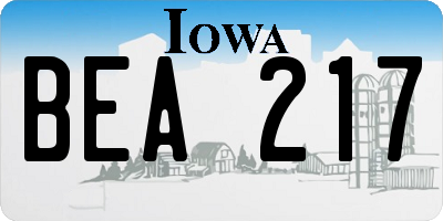 IA license plate BEA217