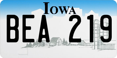 IA license plate BEA219