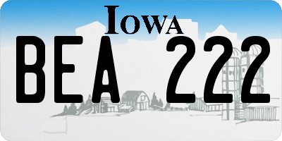 IA license plate BEA222