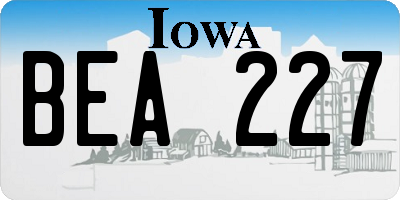 IA license plate BEA227