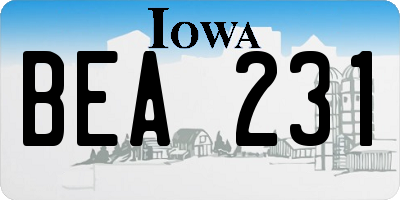 IA license plate BEA231