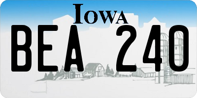 IA license plate BEA240