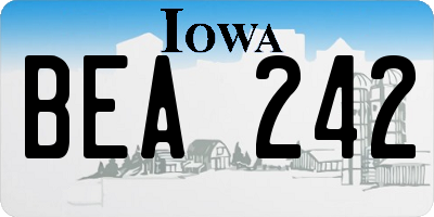 IA license plate BEA242