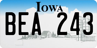 IA license plate BEA243