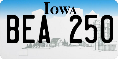 IA license plate BEA250