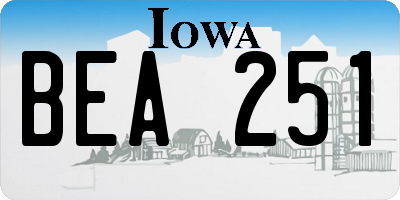 IA license plate BEA251