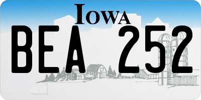 IA license plate BEA252
