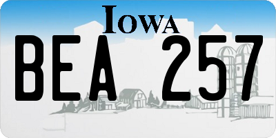 IA license plate BEA257