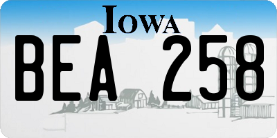 IA license plate BEA258