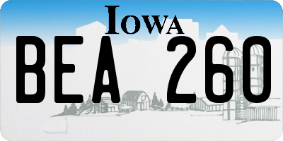 IA license plate BEA260