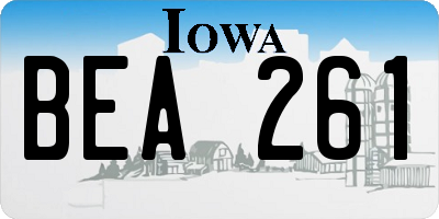 IA license plate BEA261