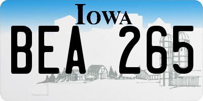 IA license plate BEA265