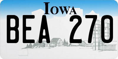 IA license plate BEA270