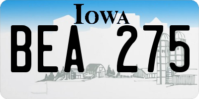 IA license plate BEA275