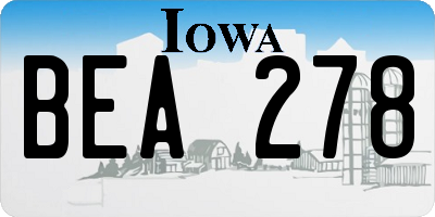 IA license plate BEA278