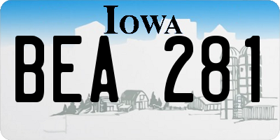 IA license plate BEA281