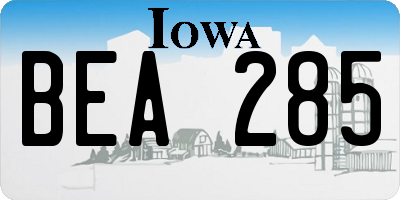 IA license plate BEA285