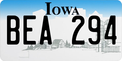 IA license plate BEA294