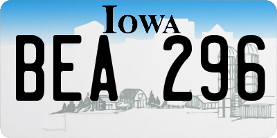 IA license plate BEA296