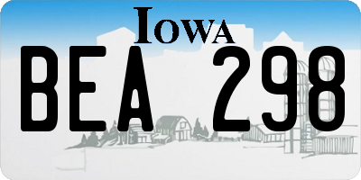 IA license plate BEA298