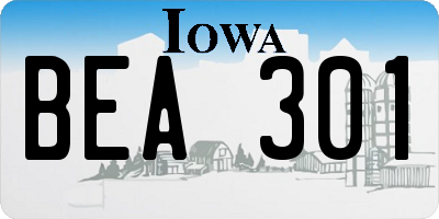 IA license plate BEA301