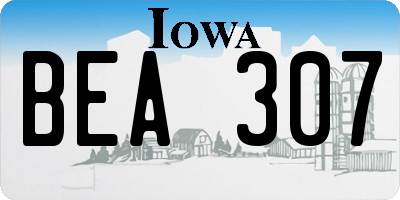 IA license plate BEA307