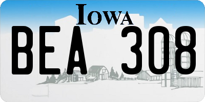 IA license plate BEA308