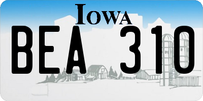 IA license plate BEA310