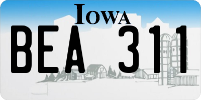 IA license plate BEA311