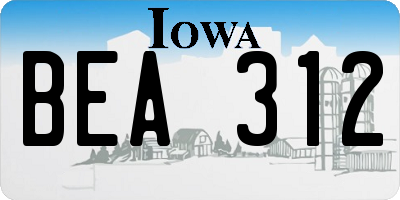 IA license plate BEA312